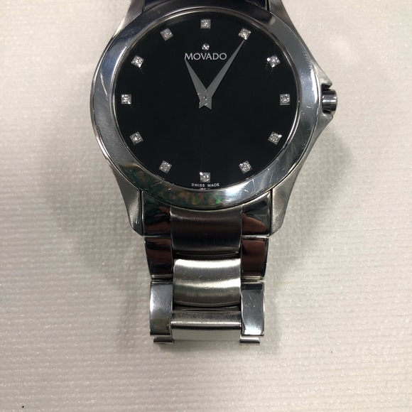 Movado Diamond Black Face Unisex Watch - Picture 2 of 8